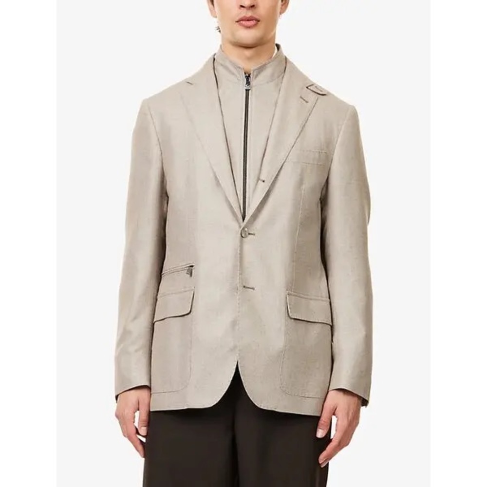 CORNELIANI Beige Cashmere/Cotton Blazer with Inner Vest